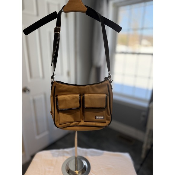 Rosetti Tan Beige Woven Shoulder Bag with Zipper Accent Tote Zip Closure - Picture 5 of 7